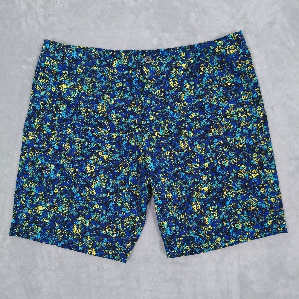 Under Armour UA Performance Golf 9" Shorts Mens 40 Blue Abstract Print 1377303